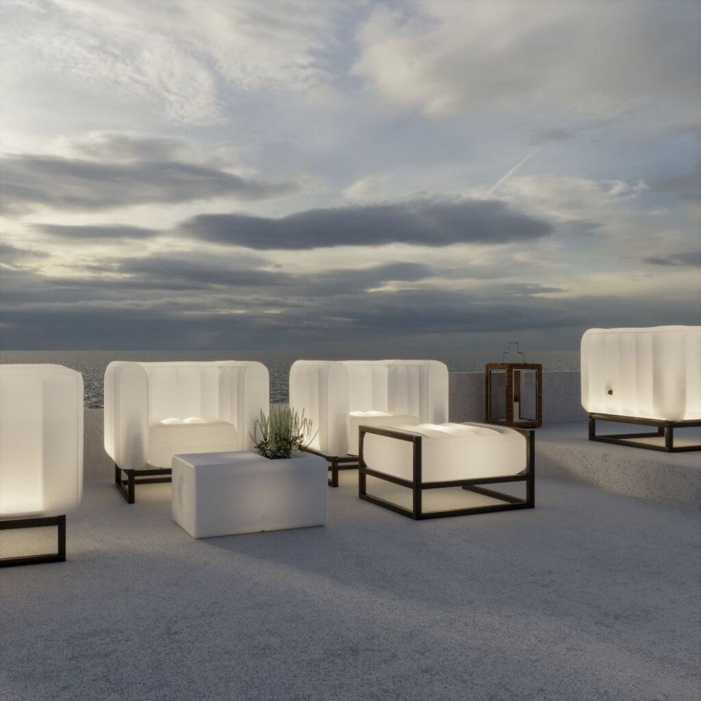 Mojow Eko Yomi Armchair Black Aluminium Frame Mattress Translucent with Lighting
