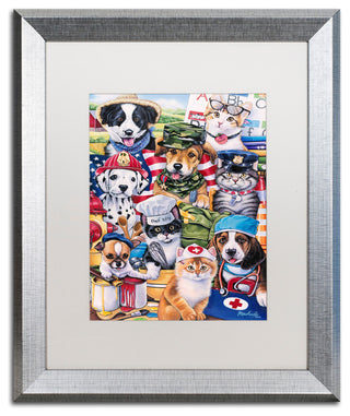 Jenny Newland 'Working Paws' Matted Framed Art, 20x16