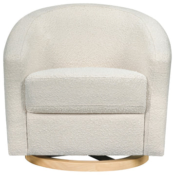Madison Swivel Glider, Ivory Boucle & Cane With Light Wood Base