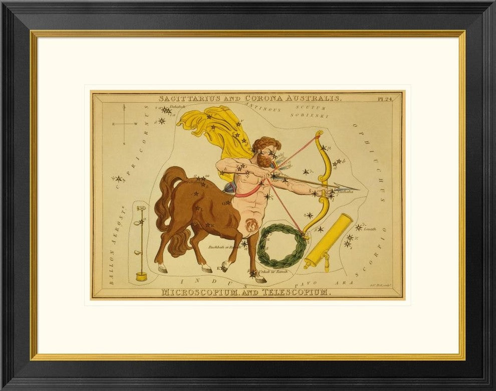 Sagittarius and Corona Australis, Microscopium, and Telescopium, 1825, 28"x22"