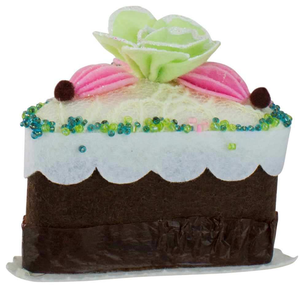 3" Cupcake Heaven Sliced Chocolate Cake With Flower Christmas Ornament