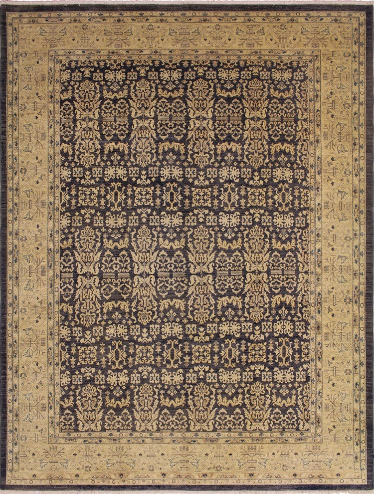 Faded Peshawar Rahim Green/Gold Rug, 9'1x11'11