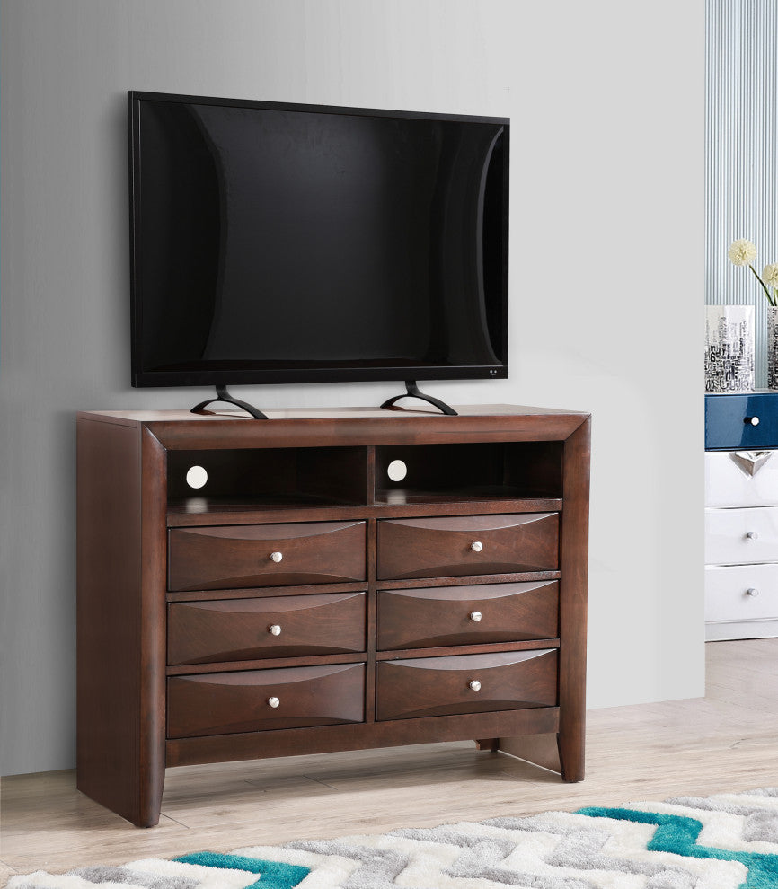 Marilla Cappuccino 6 Drawer Chest of Drawers, 47"x17"x37"