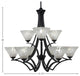 Zilo 9 Light Chandelier, Matte Black, 7" Italian Ice Glass