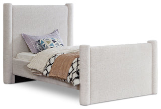 Elias Upholstered Bed, Cream, Twin, Boucle Fabric