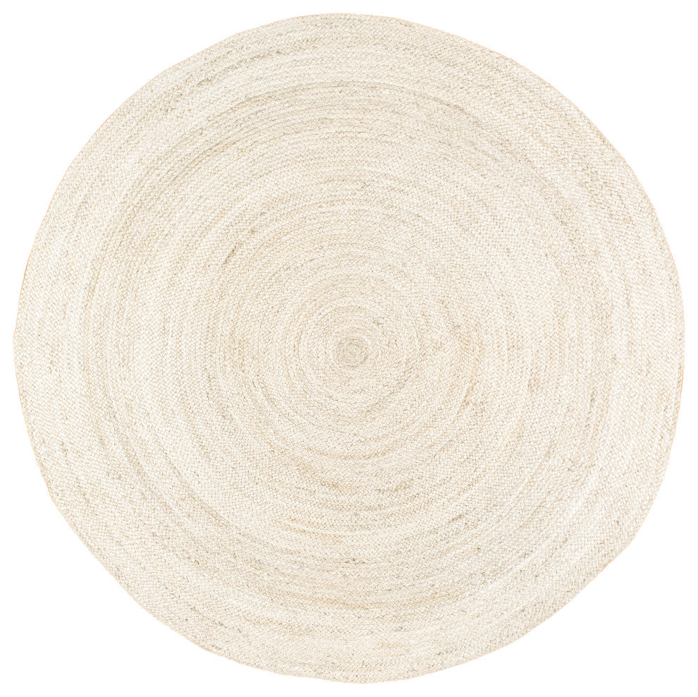 Nuloom Rigo Hand Woven Farmhouse Jute Area Rug, Off White 8'Round