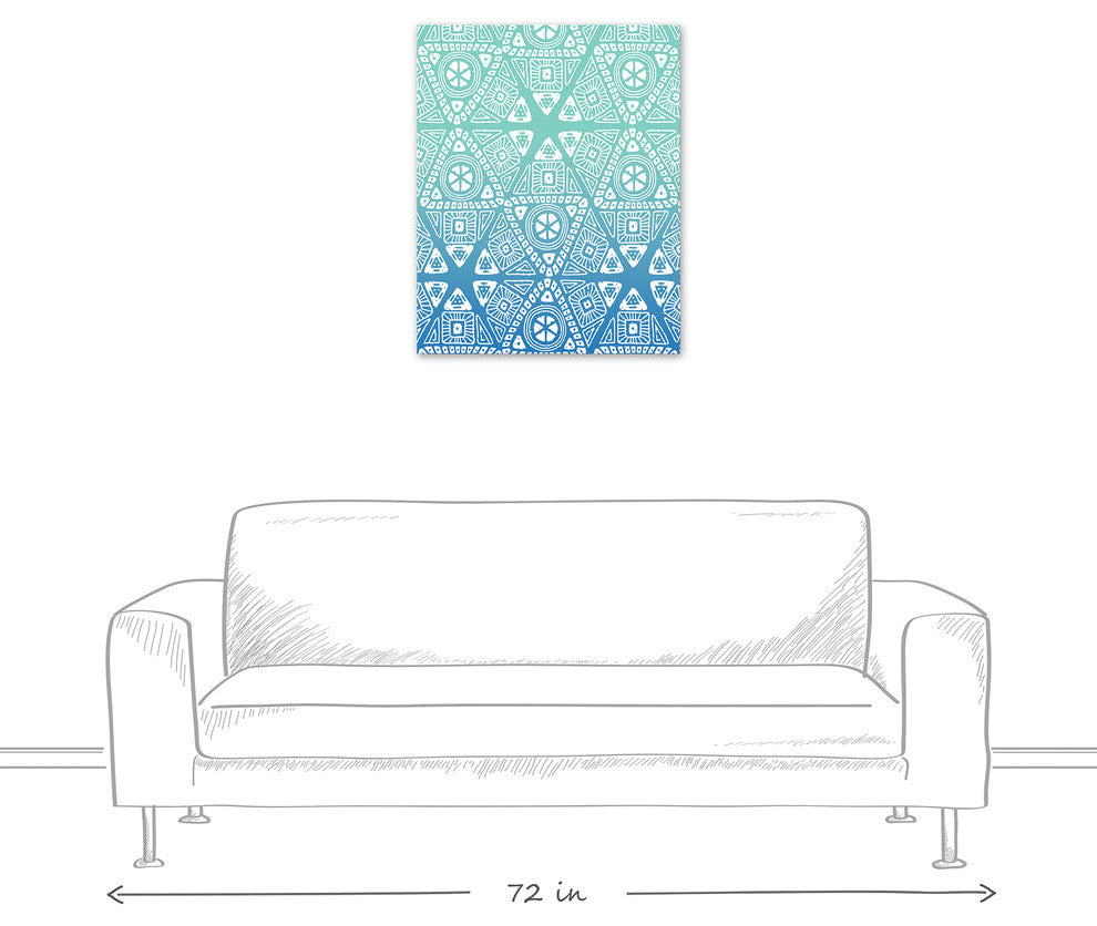 Blue Sunset Tribal Pattern  24x30 Canvas Wall Art