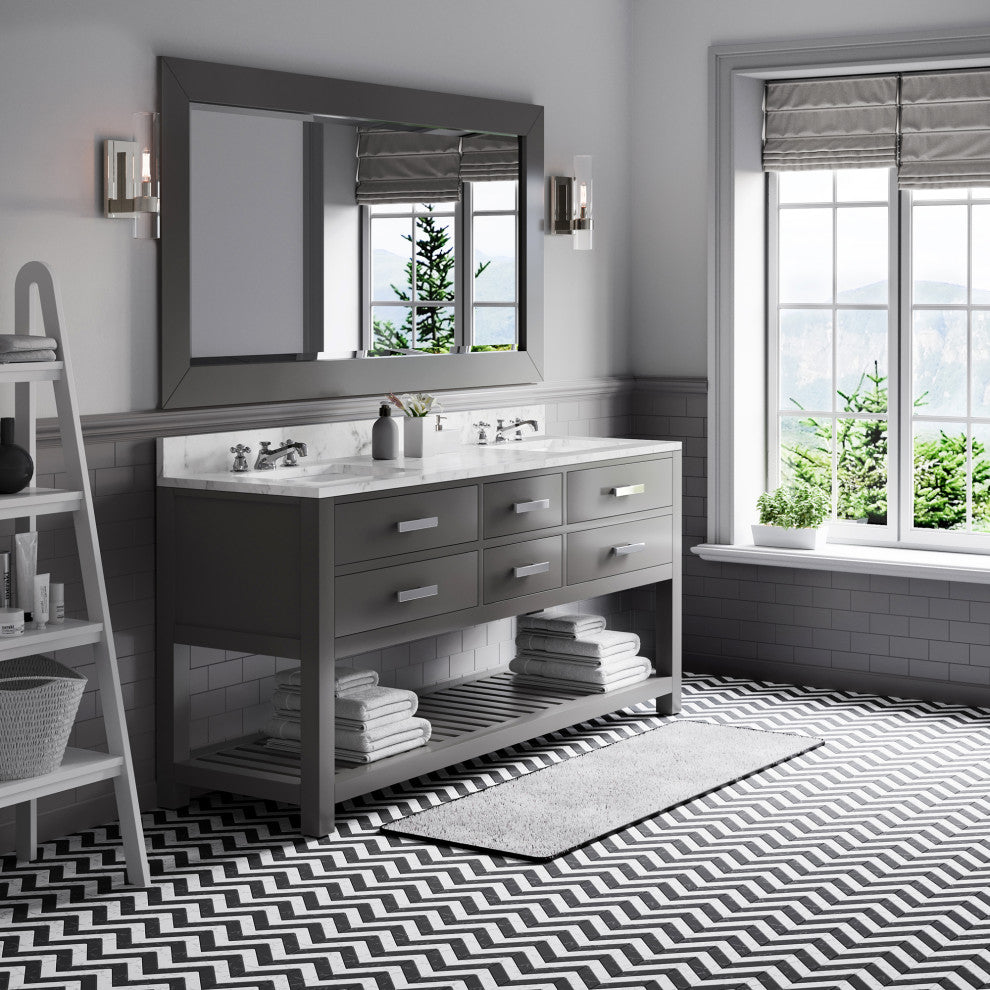 Madalyn Bathroom Vanity, Cashmere Gray, 72" Wide, No Mirror, No Faucet