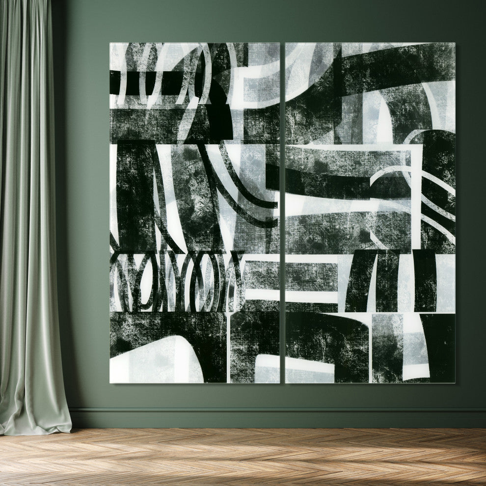 "Compartment A and B" Oversized Frameless Reverse Printed Tempered Art Glass Set