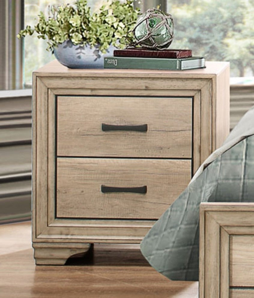 Benzara BM174466 Wooden Night Stand With 2 Drawers In Brown