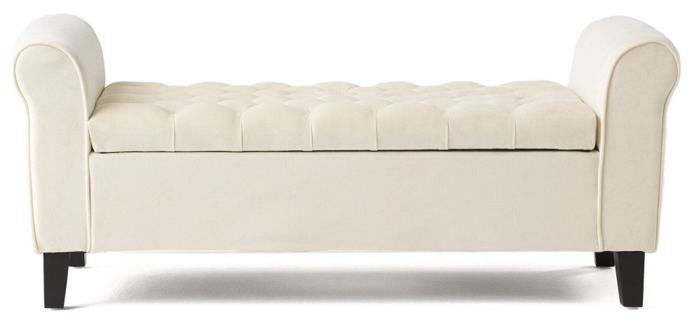 GDF Studio Keiko Contemporary Rolled Arm Velvet Storage Ottoman Bench