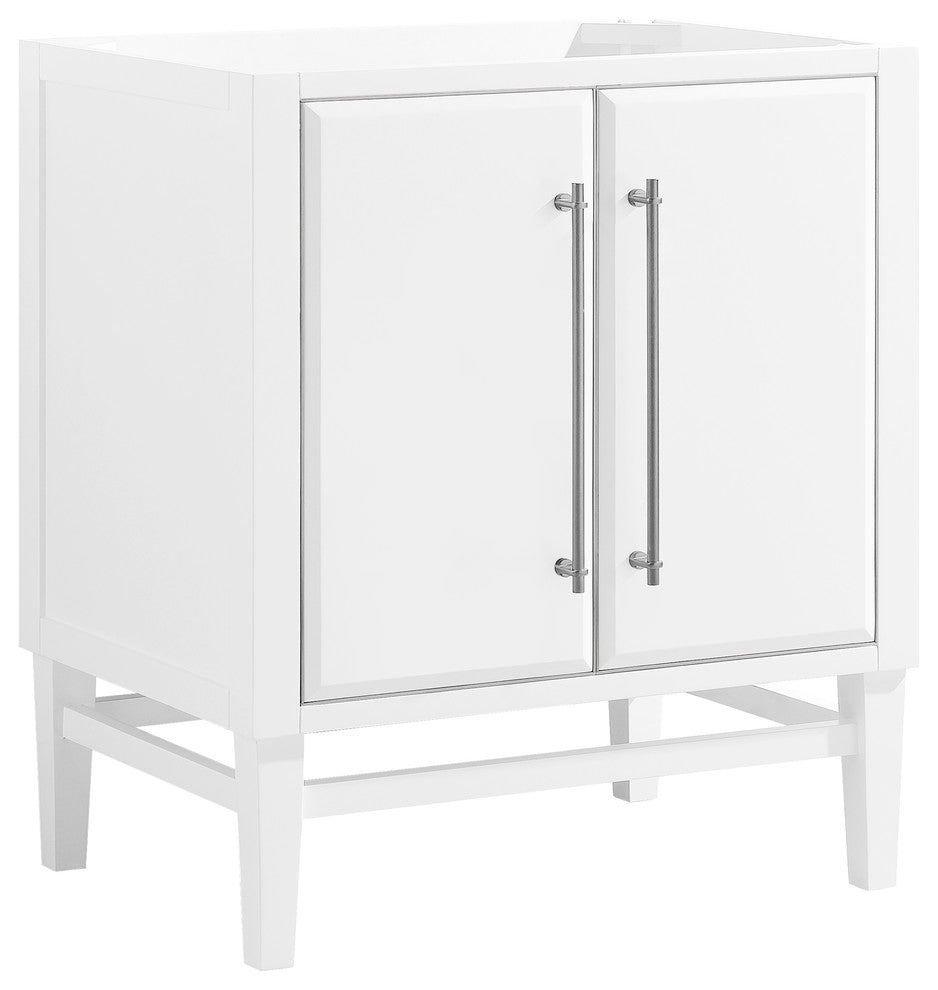 Mason 30" Vanity Only, White With Brushed Silver Hardware