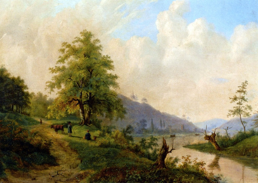Willem Bodemann Figures in a River Landscape Wall Decal