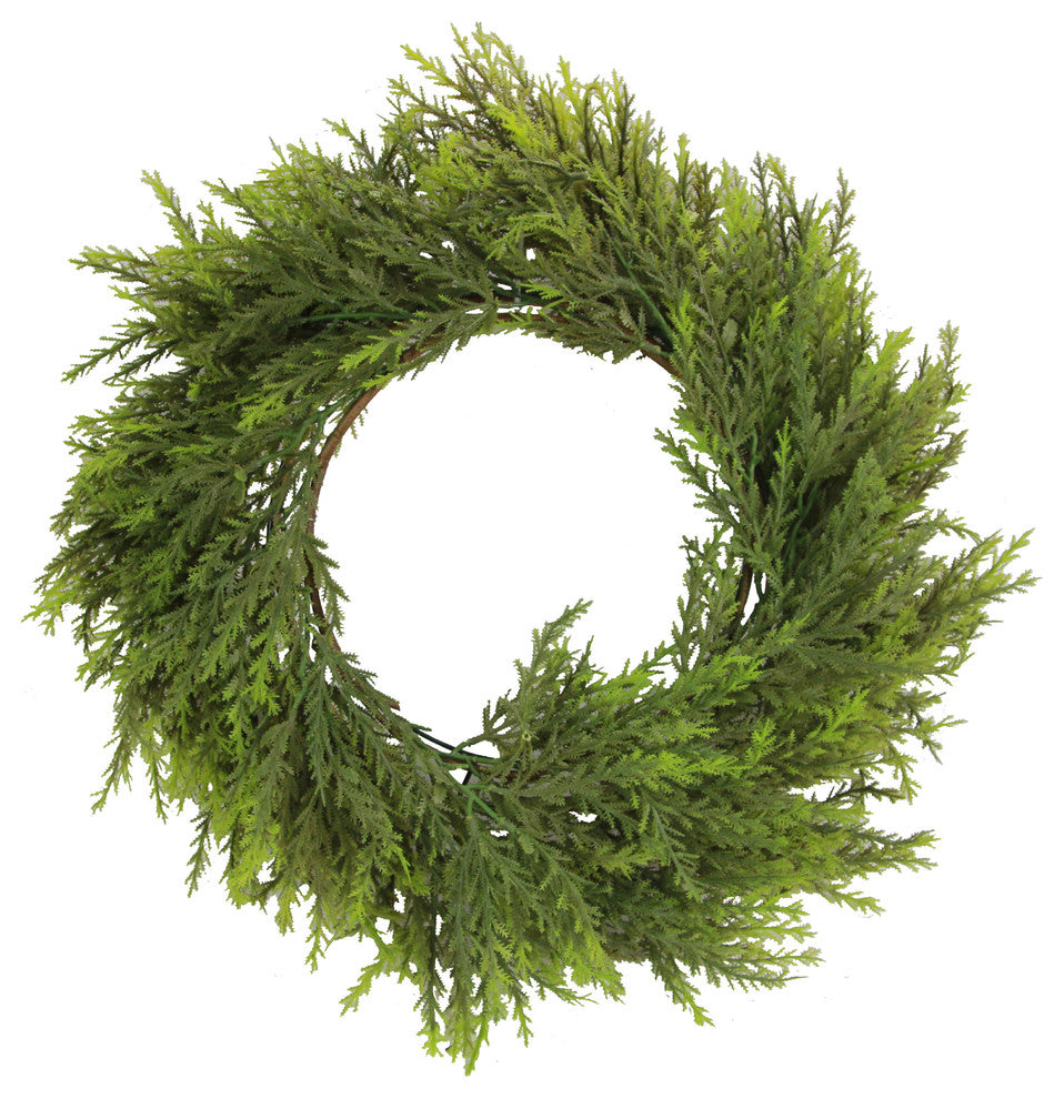 Artificial 25" Chinese Ceder Wreath In Green