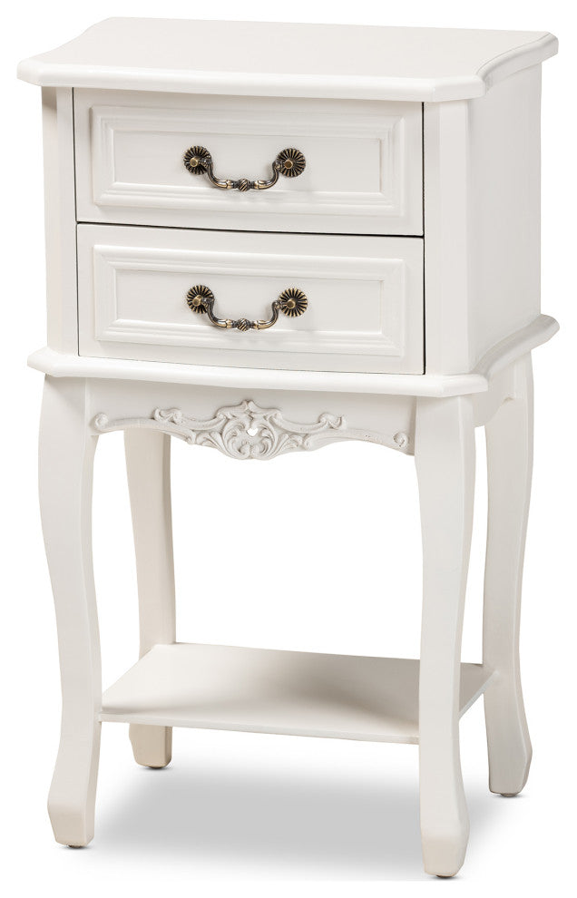 Gabrielle Traditional Provincial White-Finished 2-Drawer Wood End Table