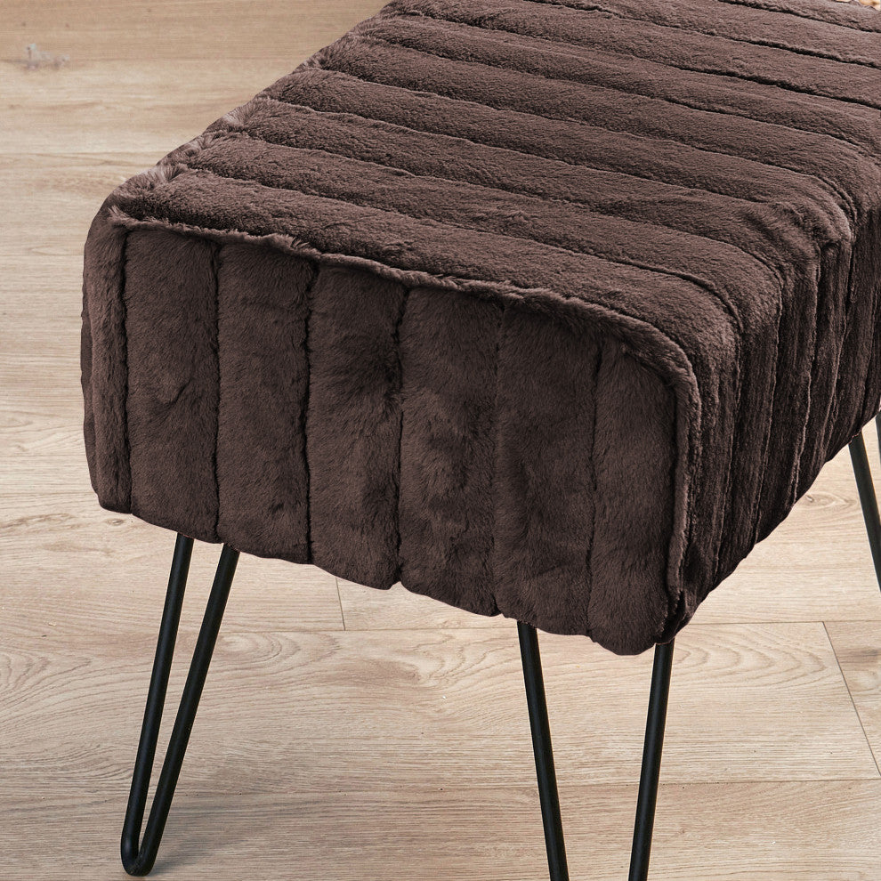 Serenta Super Mink Ottoman, Chocolate, 19''x13''x17''
