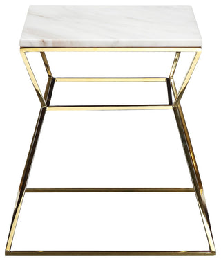 Gold Geo Marble Top Side Table, White