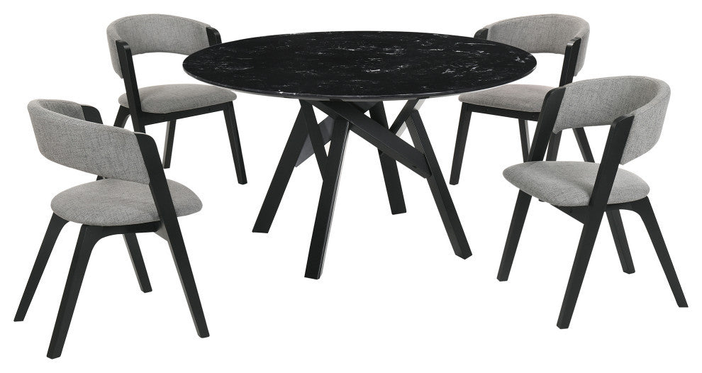 Venus Rowan 5-Piece Dining Set, Black