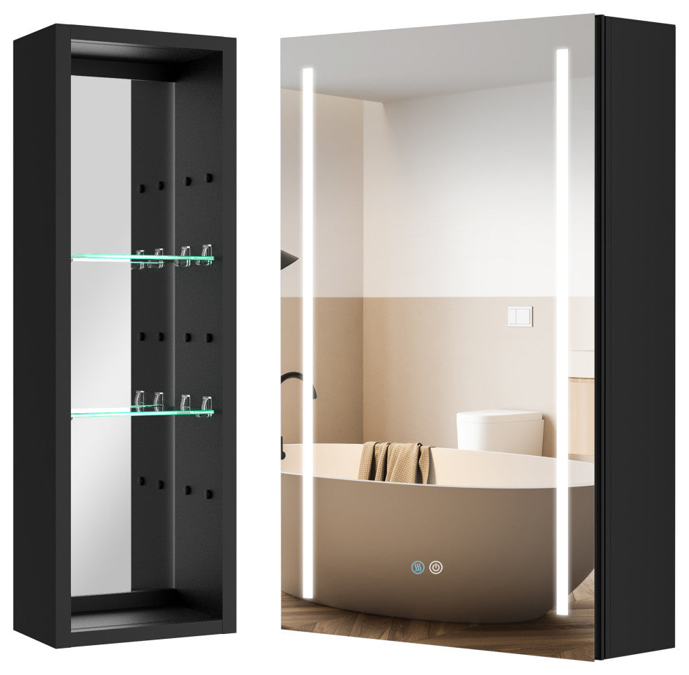 30"  Aluminum Surface Mount Medicine Cabinet with Mirror and Open Shelves