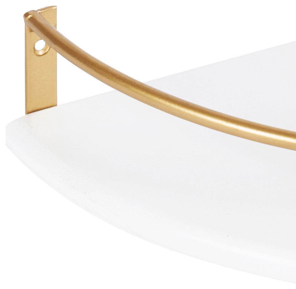 Camryn Semi Circle Shelf Set, White/Gold, 2 Piece