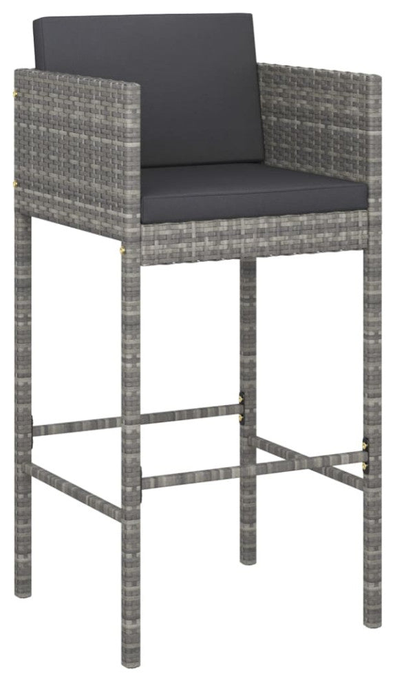 vidaXL Patio Bar Set Bistro Set Bar Stool with Cushions 5 Piece Poly Rattan Gray