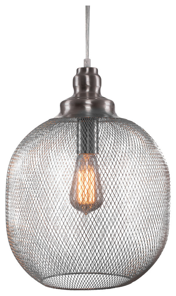 15'' Plexus Pendant, Smoke Antique Bulb, Brushed Nickel