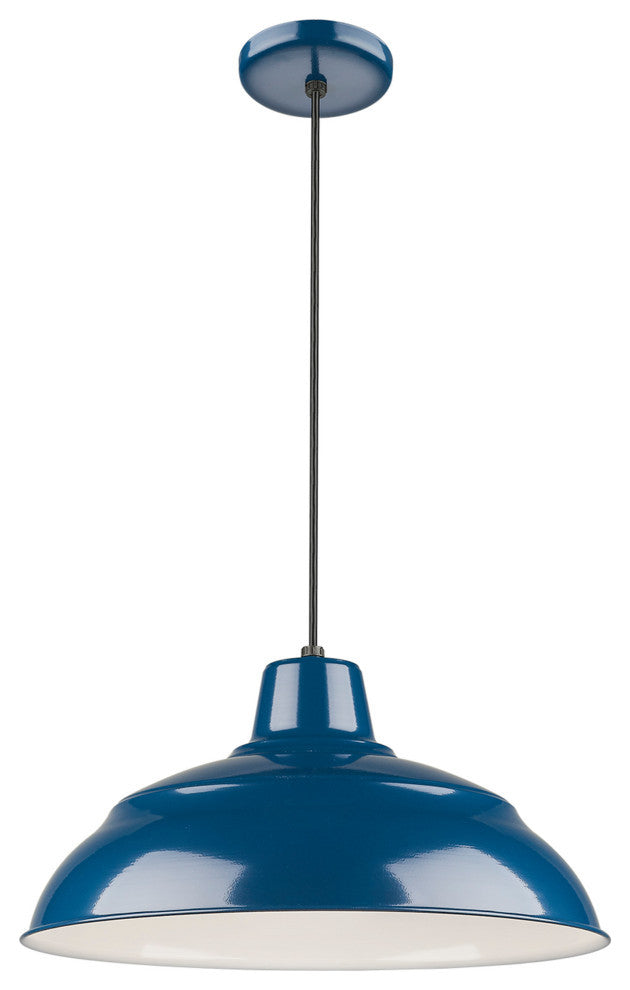 R Series Collection 17" Corded RLM Pendant (Wire Guard Sold Separately), Navy Bl