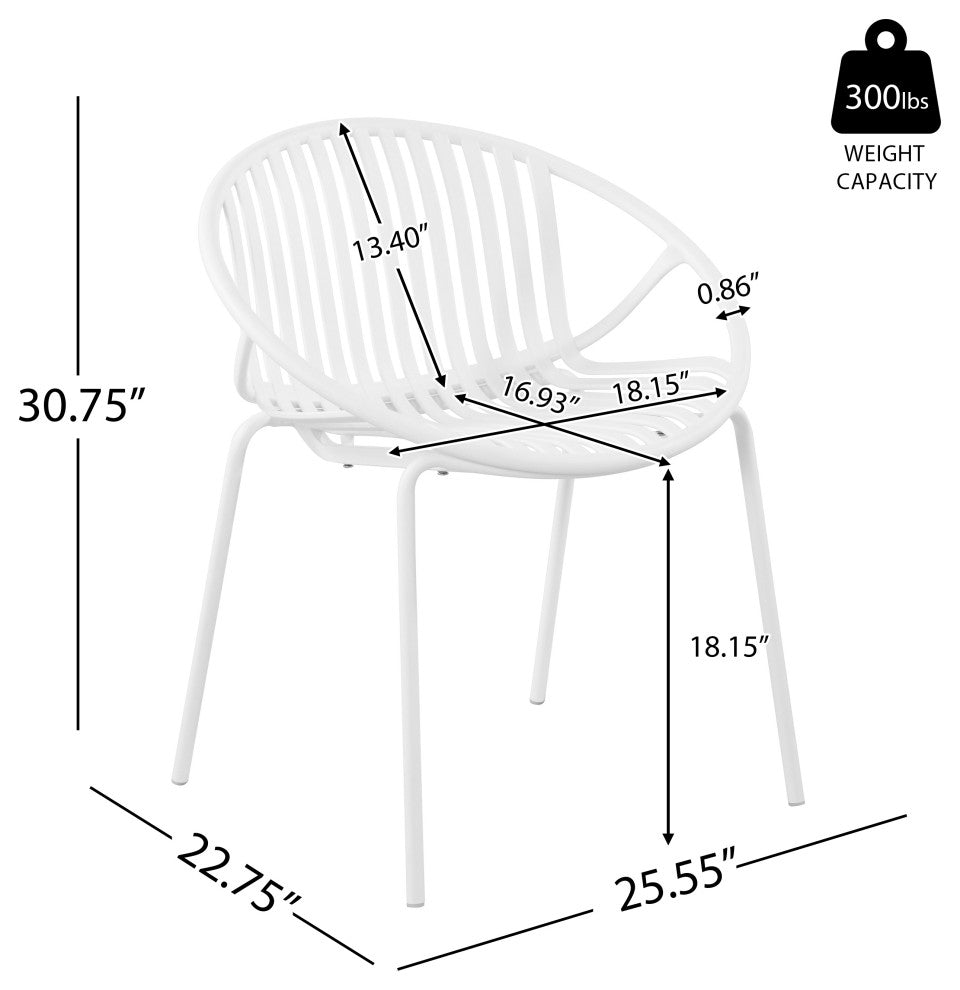 GDF Studio 7-Piece Outdoor Dining Set, Table & Stackable Chairs, White/Brown