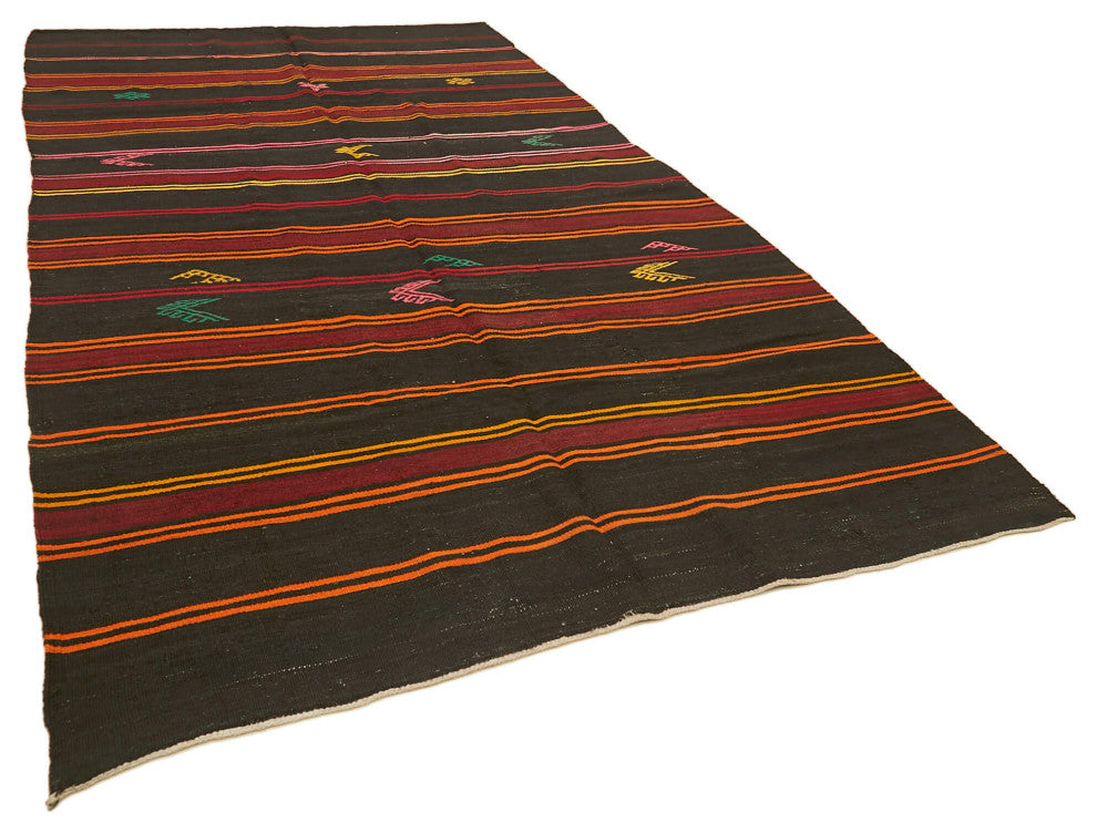 Rug N Carpet - Handmade Anatolian 6' 10'' x 12' 2'' Vintage Goat Hair Kilim Rug