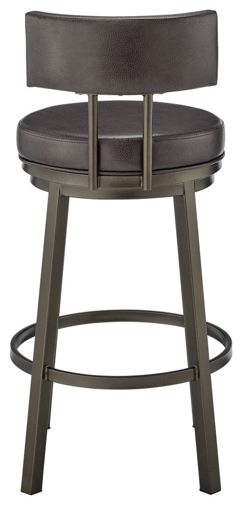 Dalza Swivel Counter or Bar Stool in Mocha Finish with Brown Faux Leather, 30