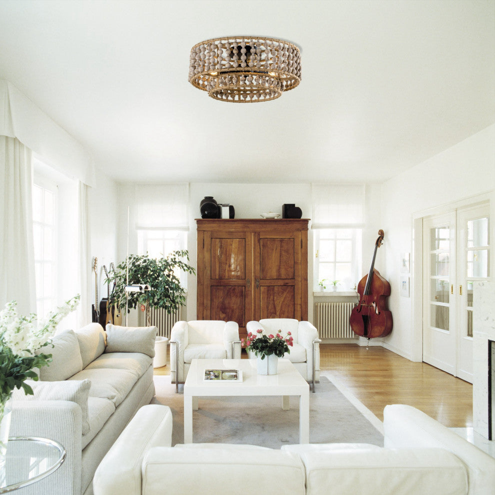 15.75 in Cicle Wood Beads Rustic Chandelier