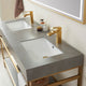 Funes Bath Vanity with Mirror, Brushed Gold Support, 60" Double Sink, Grey Stone Top