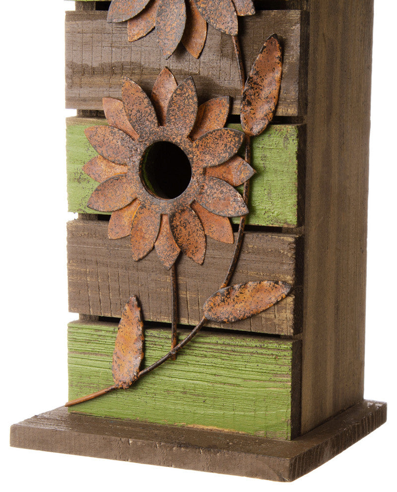 14.45"H Hanging Two-Tiered Bluebird House Solid Wood Birdhouse