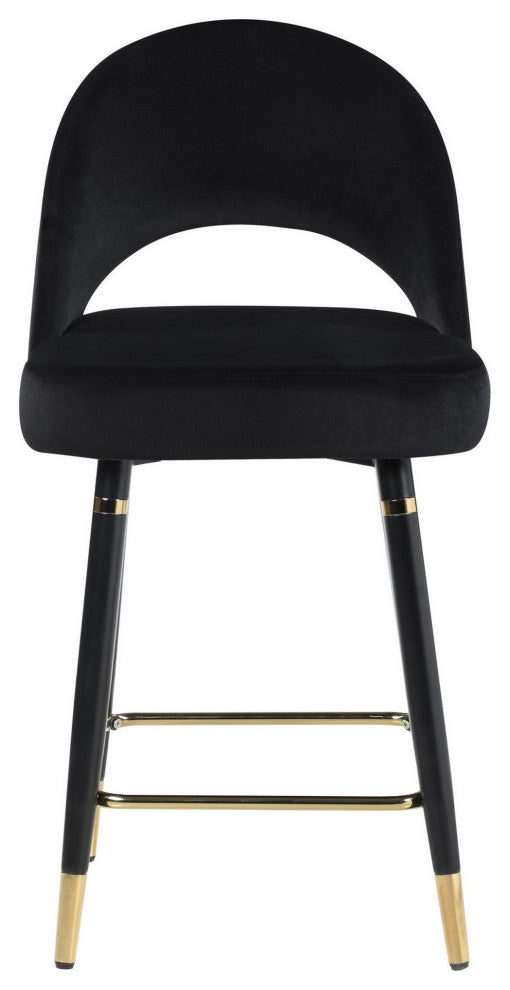 Benzara BM286329 Set of 2 Counter Stools, Bucket Seat, Dipped Legs, Black