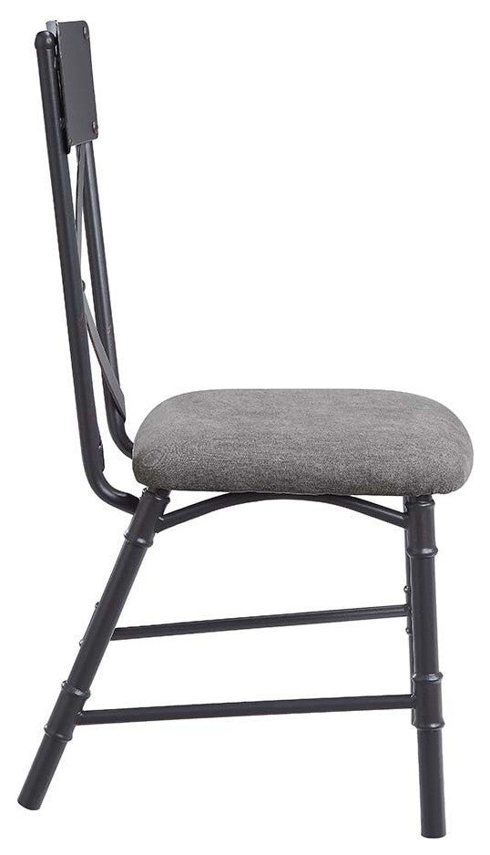 Set of 2 Side Chair, Gray and Sandy Black