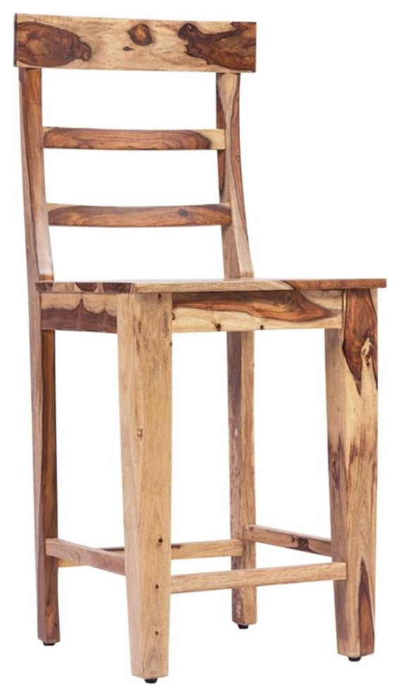 Porter Designs Taos Solid Sheesham Wood 24" Counter Height Dining Chair - Brown