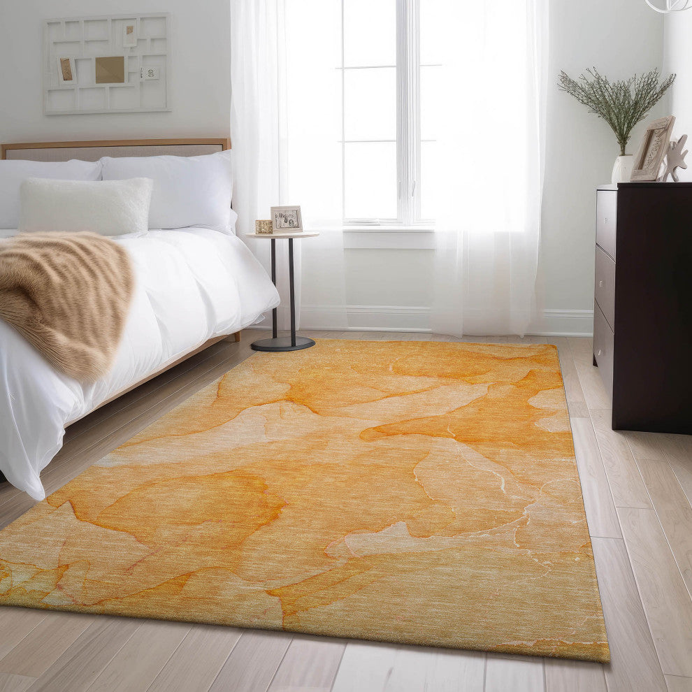 Premium Machine Washable Mayfield AMF509 Orange 3'' x 5'' Rug