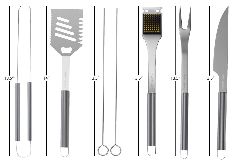 BBQ Grill Tool Set With 6 Utensils and Aluminum Carrying Case By Home-Complete