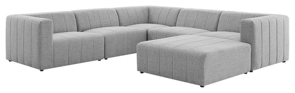 Bartlett Upholstered Fabric 6-Piece Sectional Sofa, Light Gray