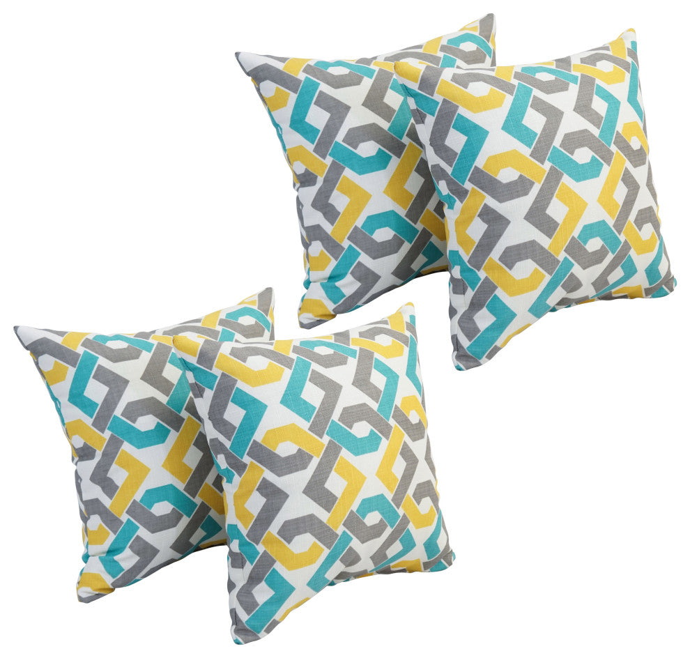 17" Square Polyester Outdoor Throw Pillows, Set of 4, Rieser Sterling