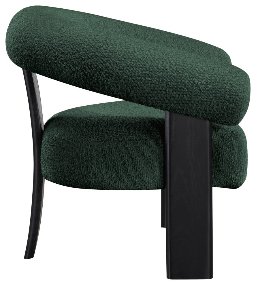 Winston Boucle Fabric Upholstered Accent Chair, Green, Black Finish
