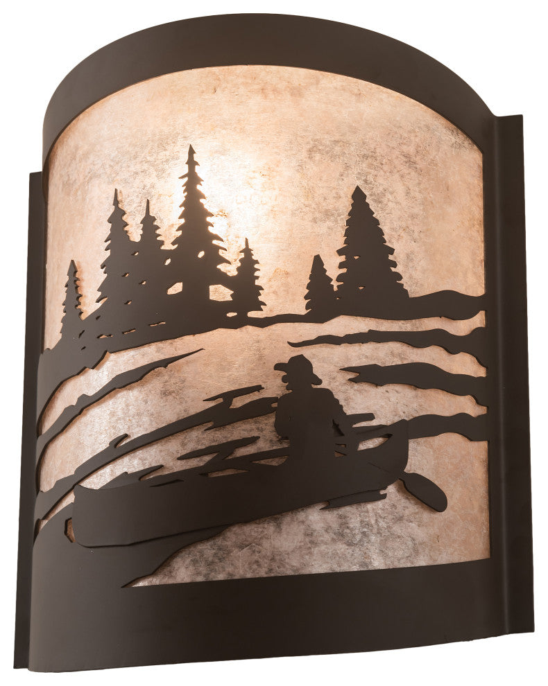 10 Wide Canoe At Lake Right Wall Sconce