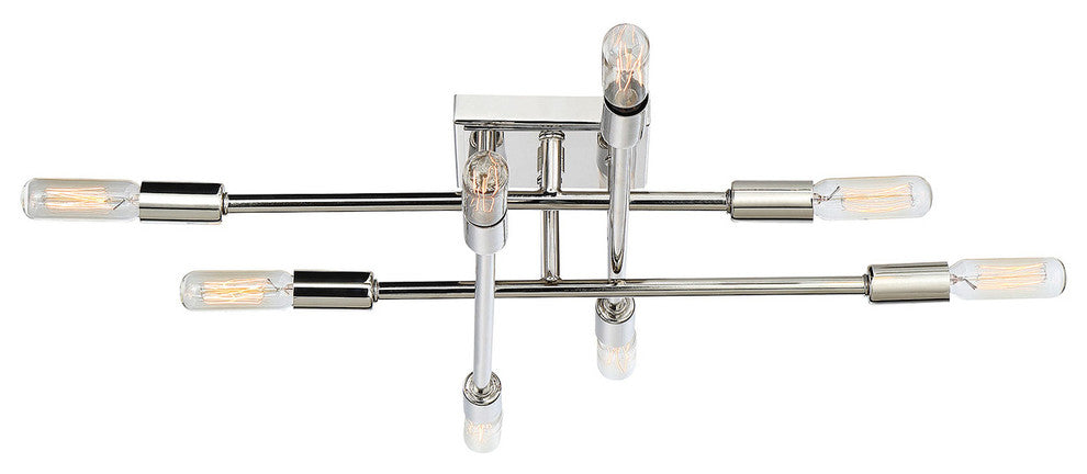 8-Light Semi-Flush Mount, Polished Nickel