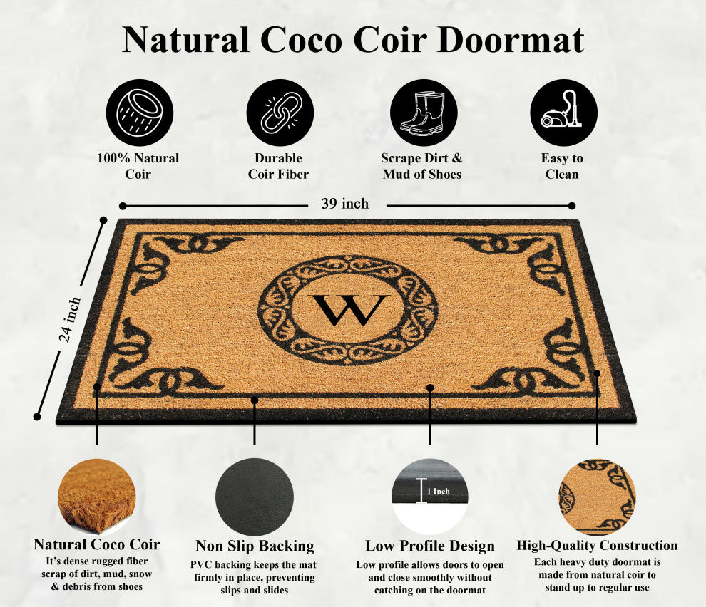 A1HC Hand-Crafted by Artisans Geneva Monogrammed Entry Doormat, 30"x48", W
