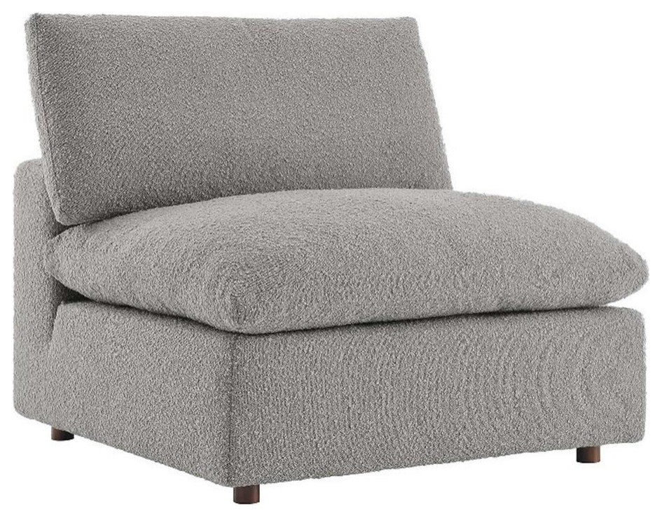 Modway Commix Upholstered Boucle Fabric Armless Chair in Light Gray