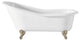 Cheviot Products Slipper Cast Iron Bathtub With Faucet Holes, Polished Nickel