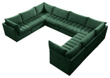 Jacob Velvet Upholstered 8-Piece U-Shaped Modular Sectional, Green