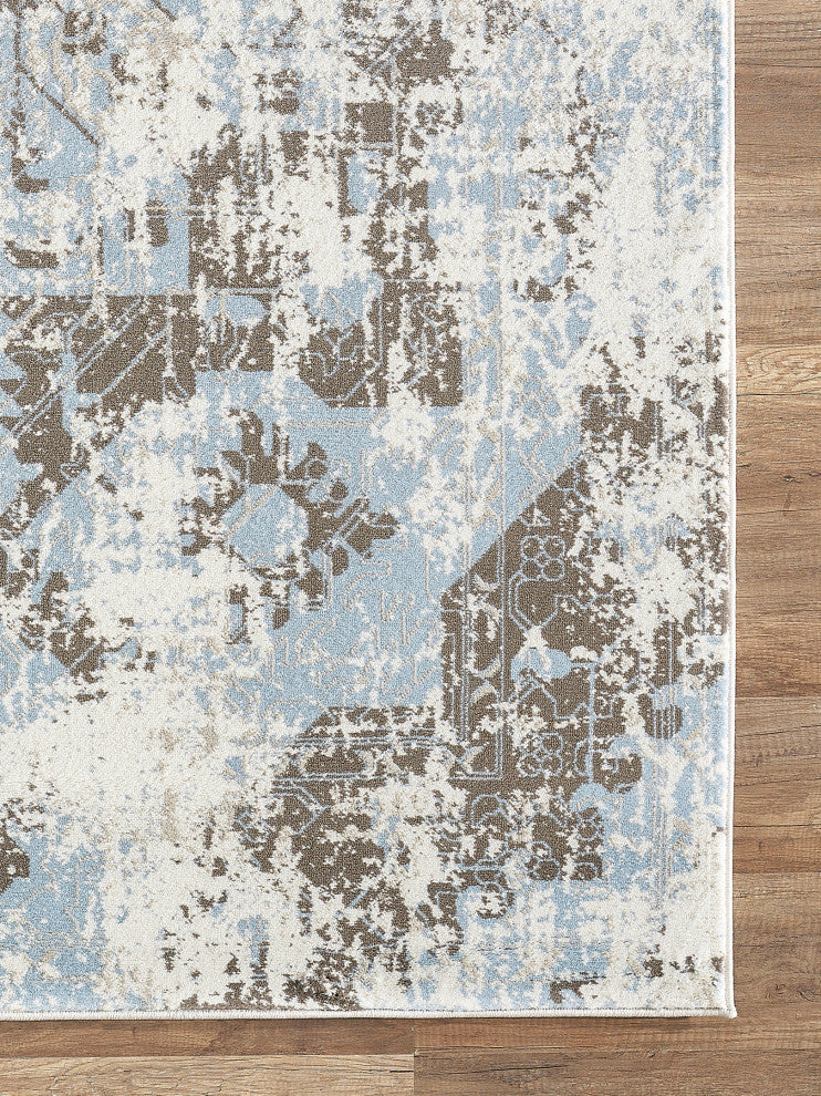 Abani Urbana URB130A Bohemian Distressed Silver and Light Blue Area Rug