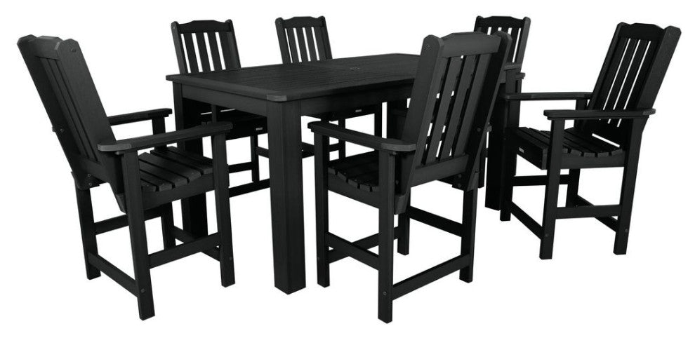 Lehigh 7-Piece Rectangle Counter-Height Dining Set, Black
