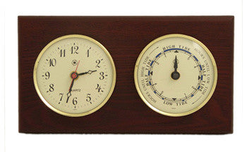 Brass Quartz Clock and Tide Clock on Mahogany